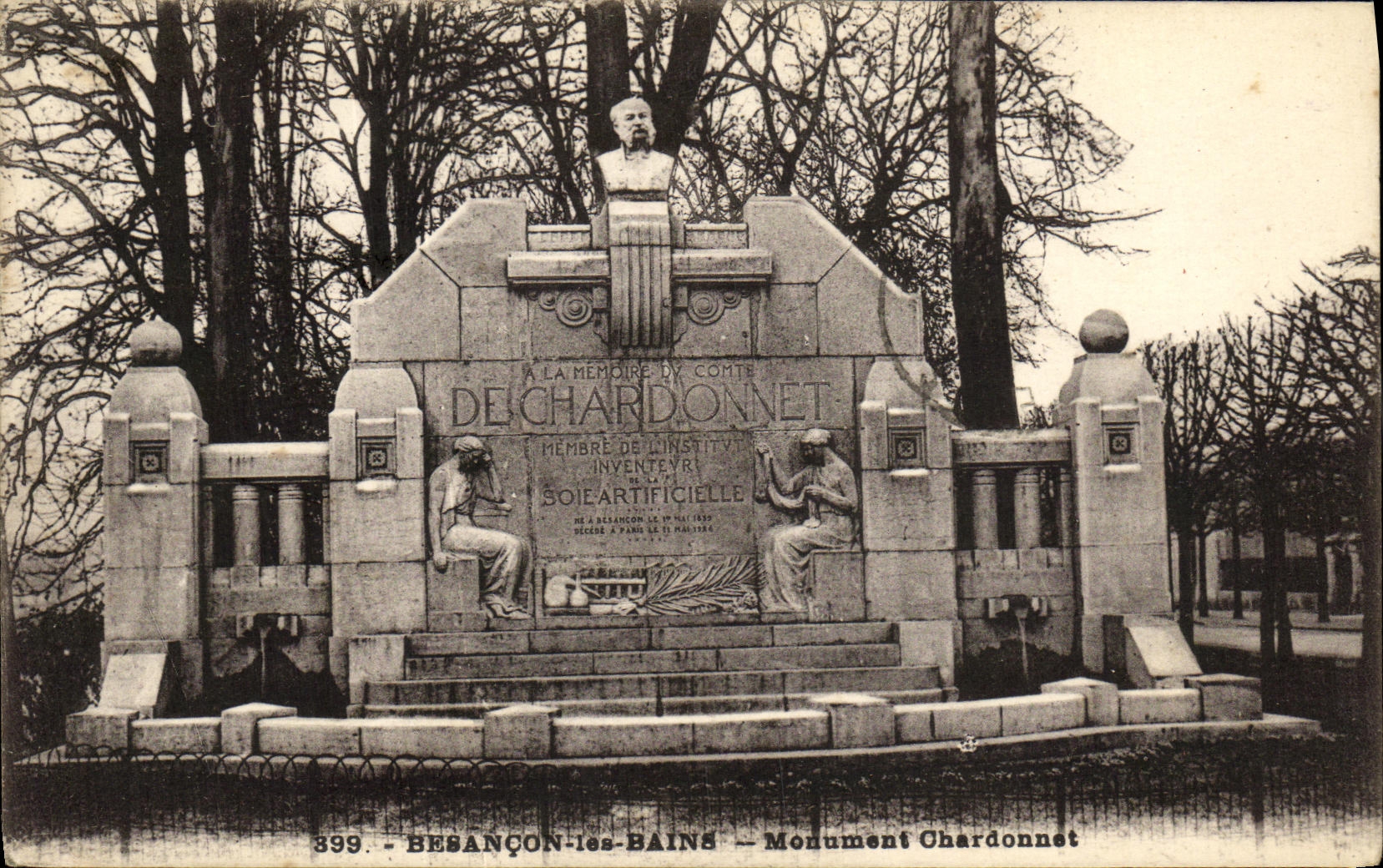 CPA Besancon les Bains Monument Chardonnet