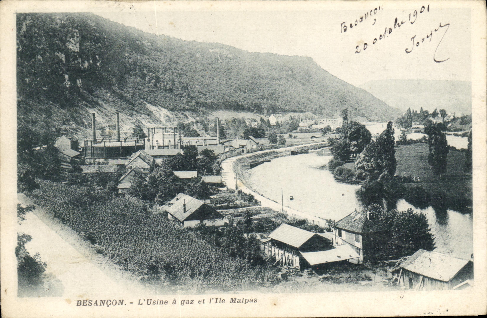 CPA Besancon L Usine a gaz et l lle Malpas