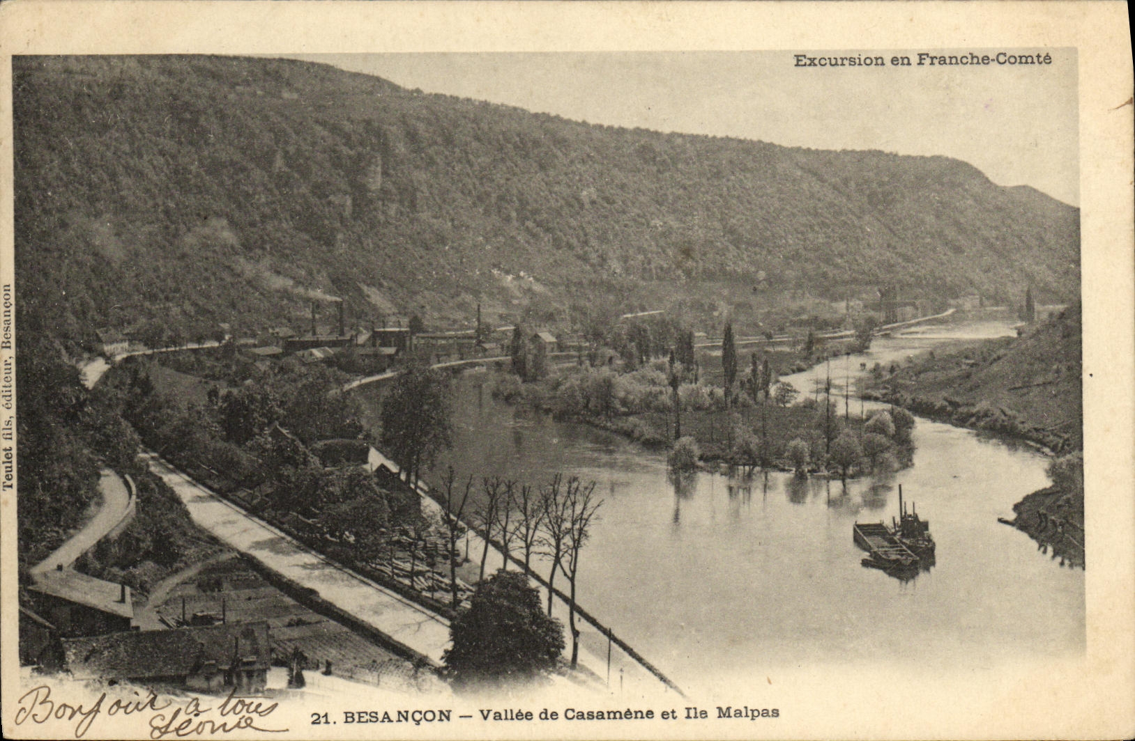 CPA Besancon Vallee de Casamene et lle Malpas Bateau