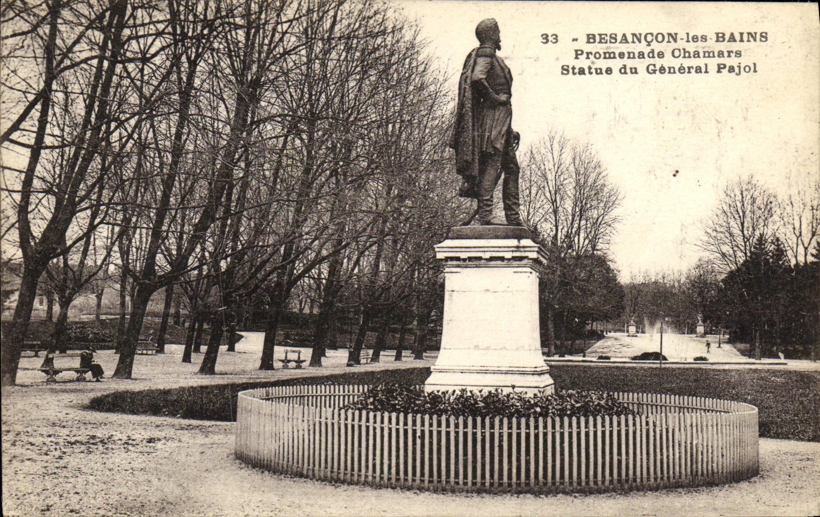 CPA Besancon les Bains Promenade Chanars Statue du General Pajol