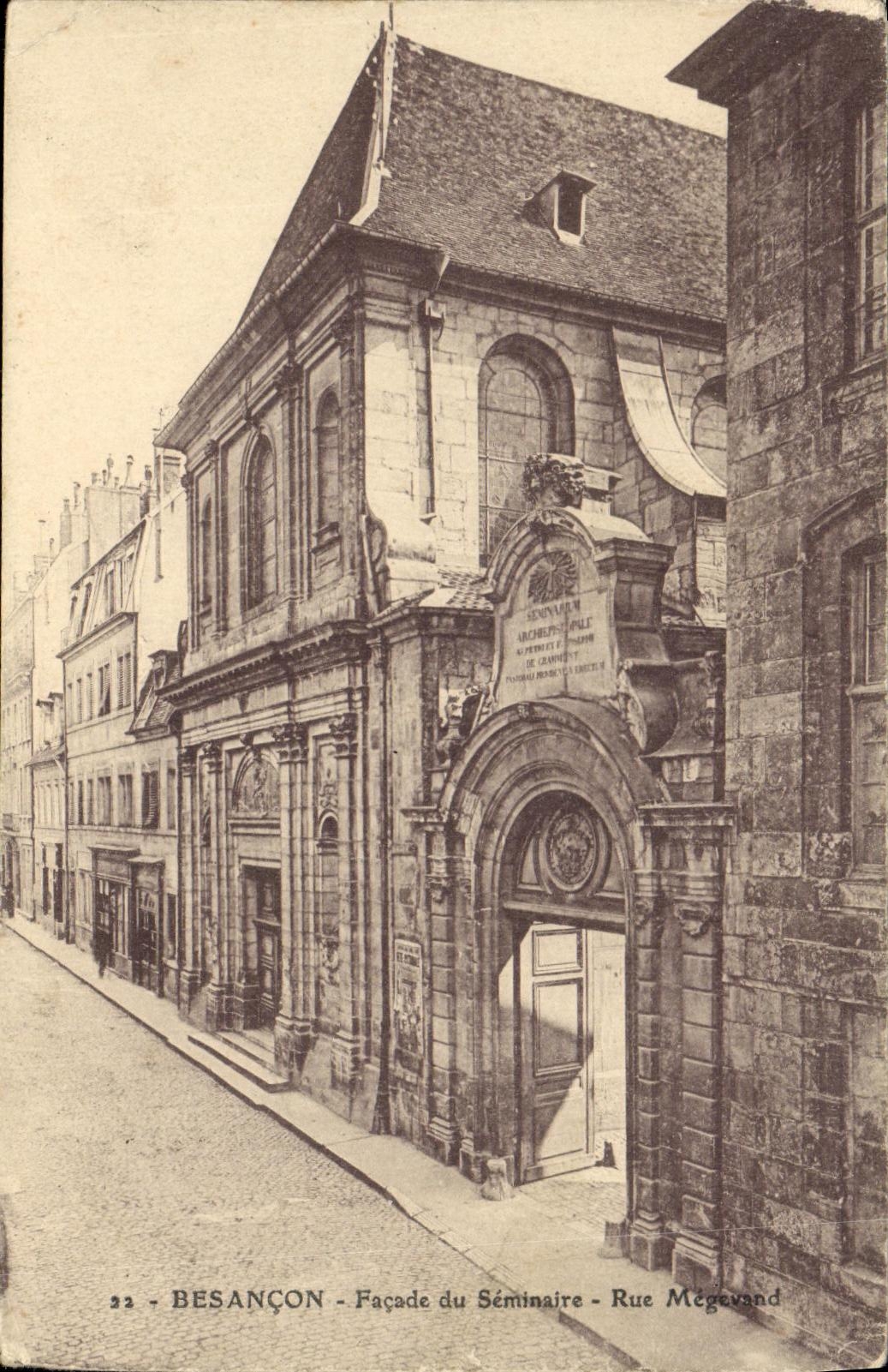 VINTAGE POSTCARD Besancon Frontage of the Seminar Street Megevand