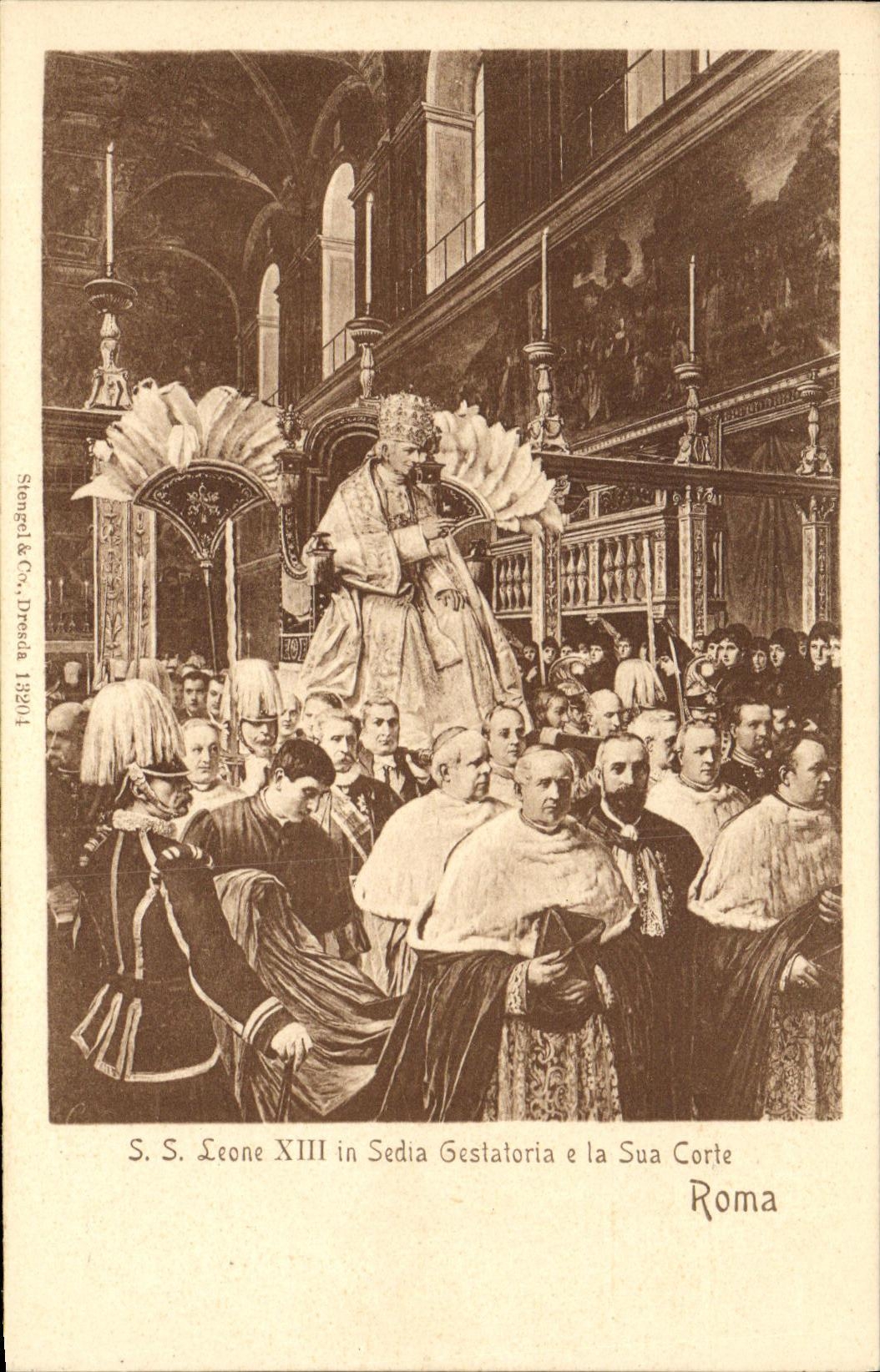 CPA S S Leone Xlll in Sedia Gestatoria e la Sua Corte Roma