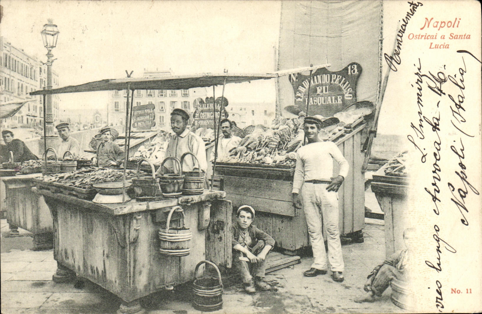 CPA Napoli Ostricai a Santa Lucia Marchand de poissons TOP