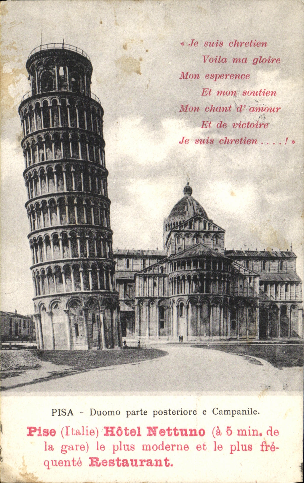 VINTAGE POSTCARD Pisa Duomo leaves posteriore E Campanile