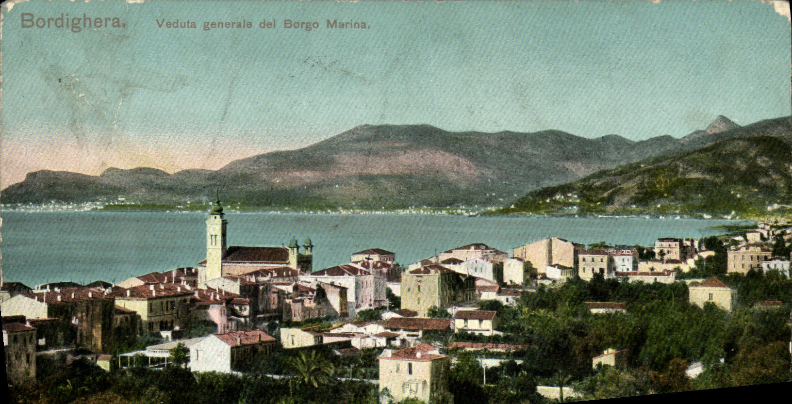 Lancha a remolque general del puerto deportivo de Bordighera Veduta LED de la POSTAL de la VENDIMIA