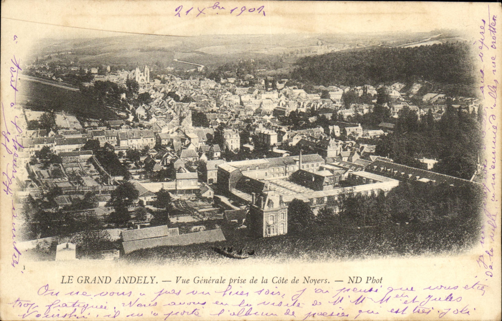 VINTAGE POSTCARD Large Andely View taken of the Dimension of Walnut trees