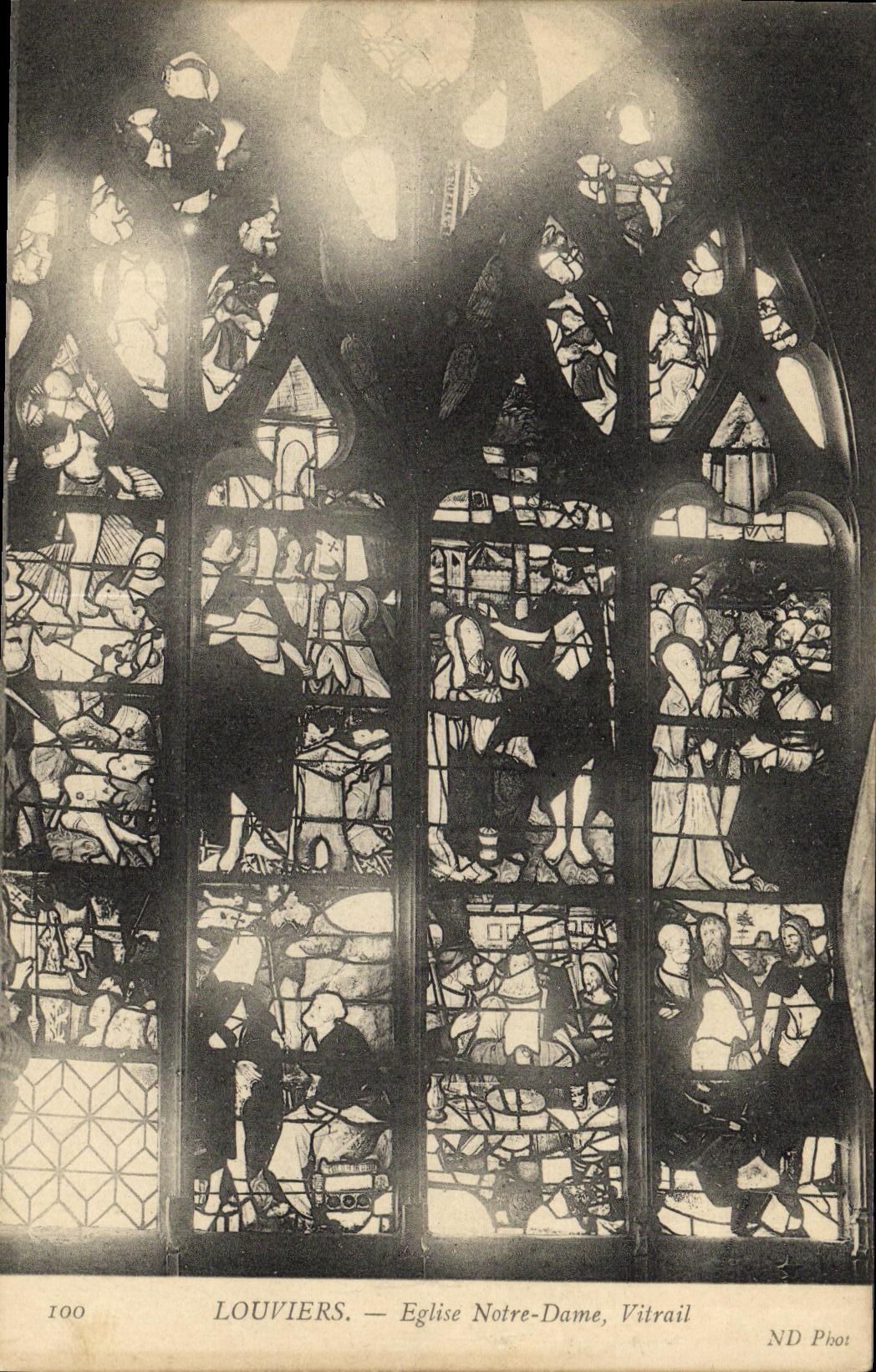 Iglesia de Louviers de la POSTAL de la VENDIMIA nuestro vidrio manchado de Dmae