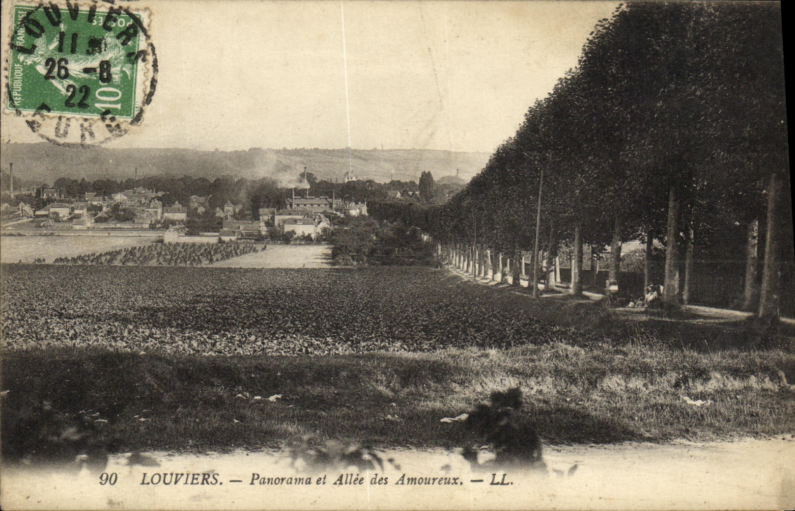 Panorama de Louviers de la POSTAL de la VENDIMIA y Allee en del amor uno