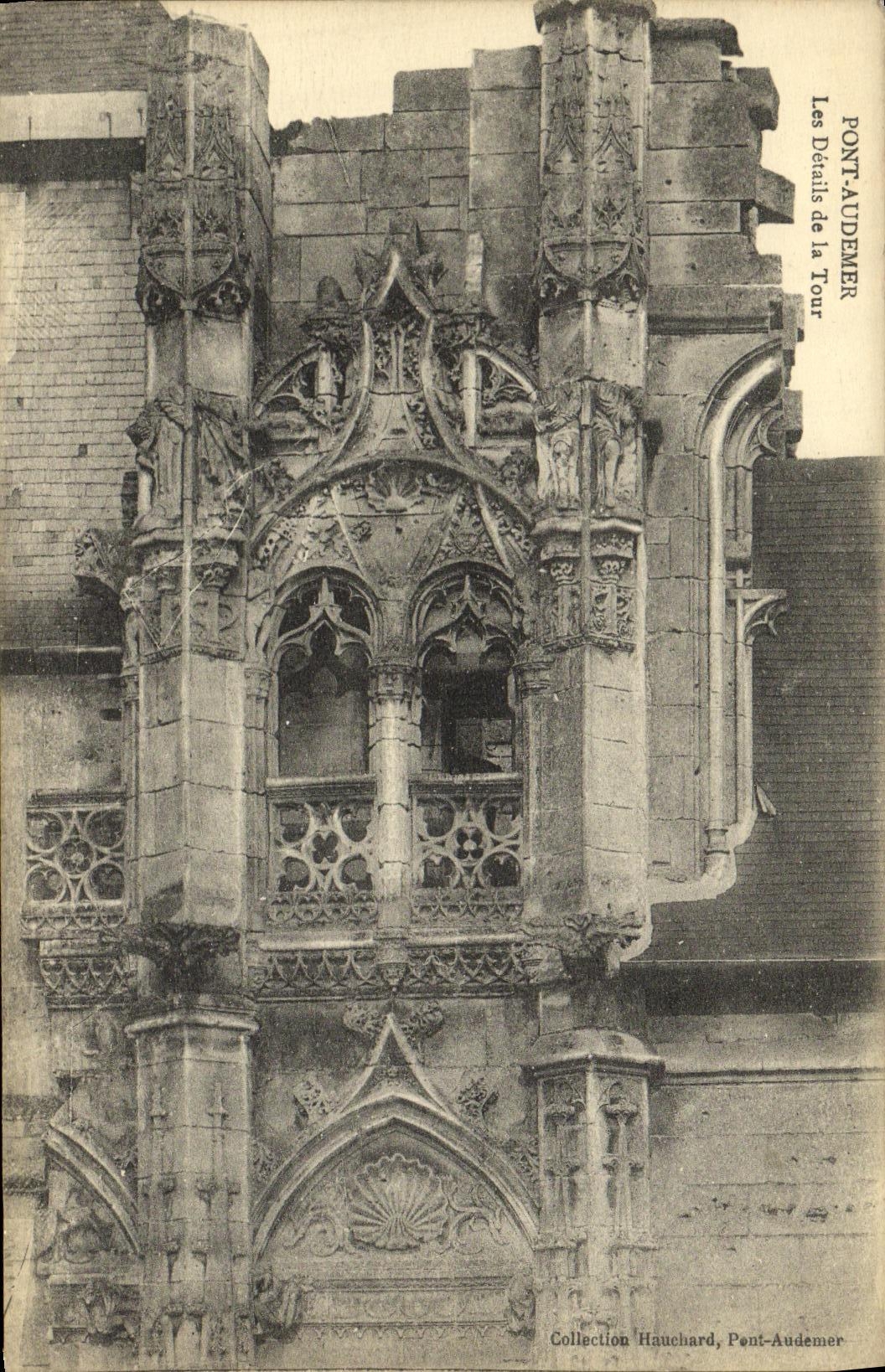 VINTAGE POSTCARD Audemer Bridge details of the tower