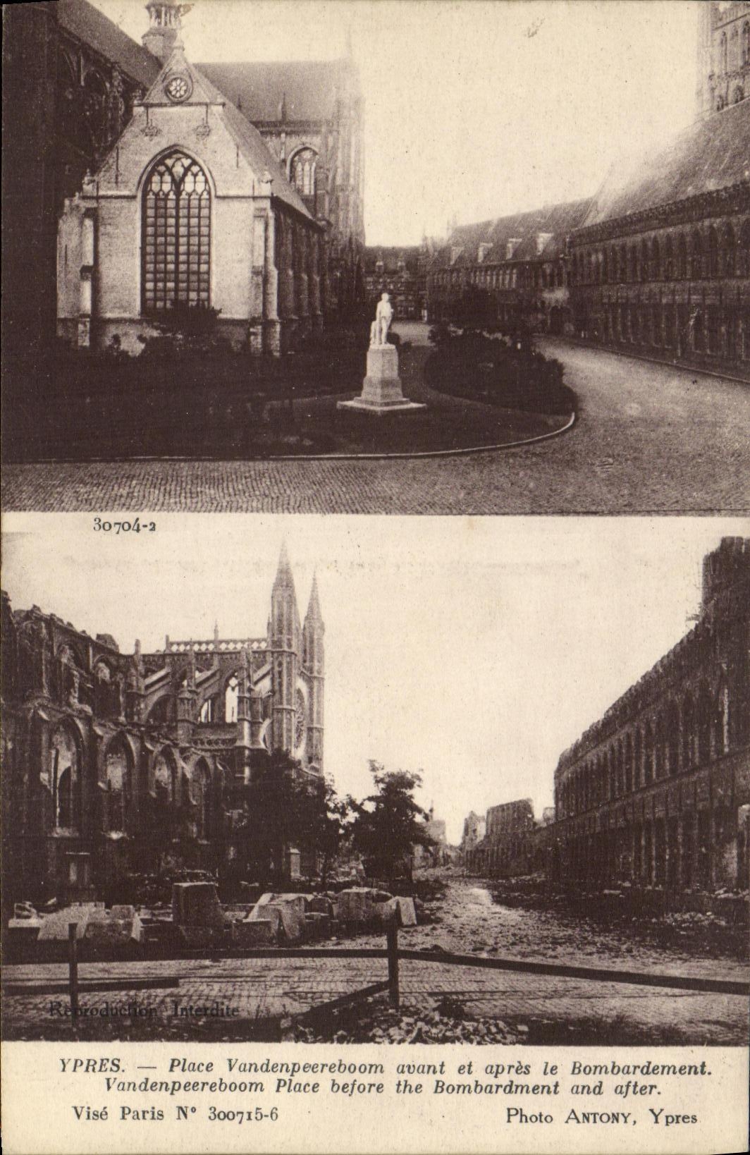 VINTAGE POSTCARD Ypres Places Vandenpeereboom