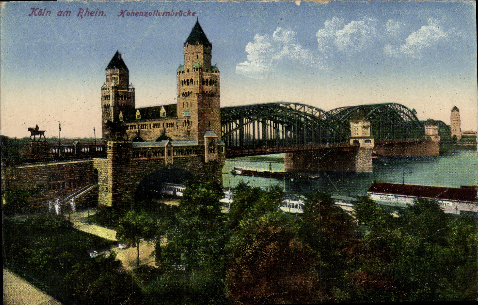 POSTAL Koln Rhin Hohenzollernbrucke de la VENDIMIA