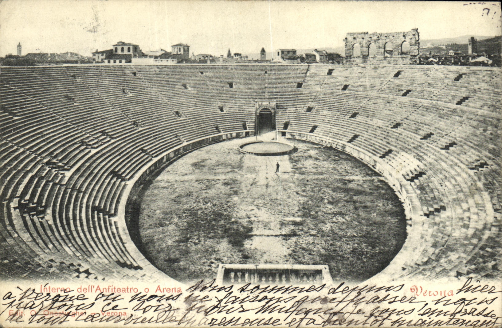 Anfiteatro O de Genova Interno LED de la POSTAL de la VENDIMIA arean