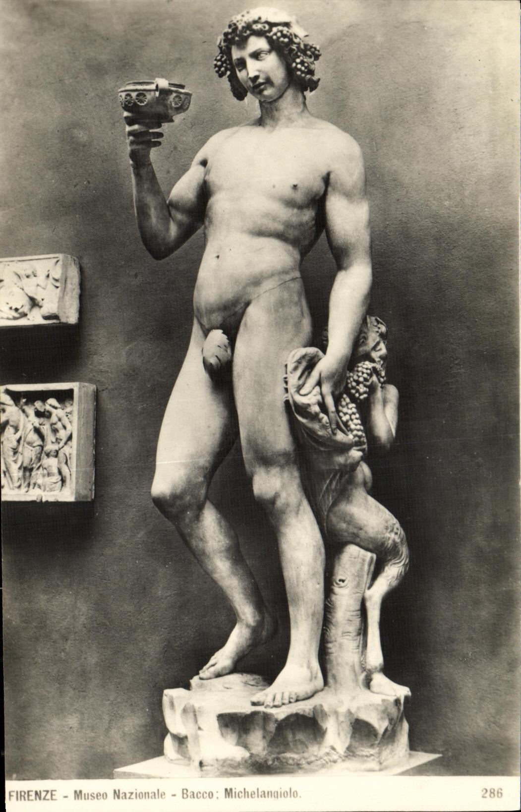 VINTAGE POSTCARD Firenze Museum Nazionale Bacco Michelangiolo