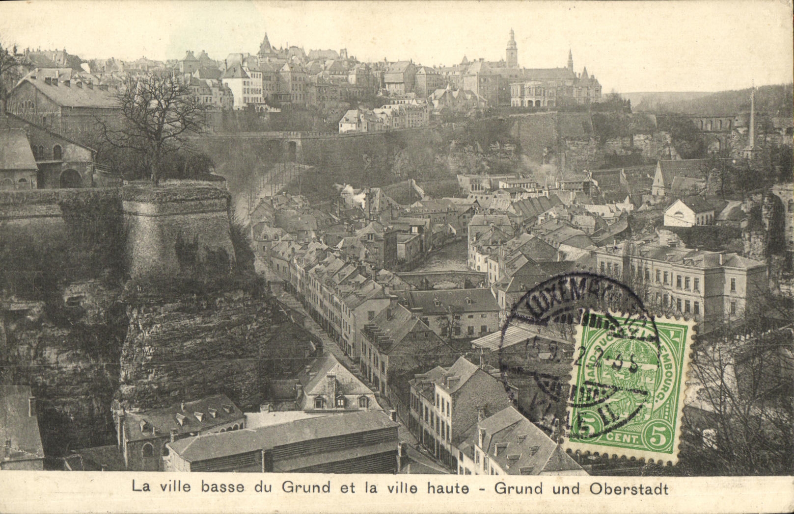 VINTAGE POSTCARD the Low City of Grund and the High City Large Und Oberstadt