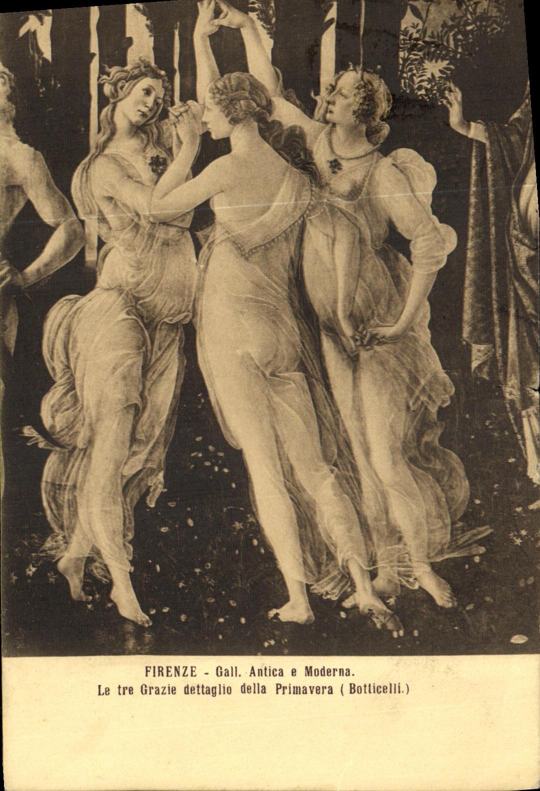 Rozadura Antica E Moderna Tre Grazie Botticelli de Firenze de la POSTAL de la VENDIMIA