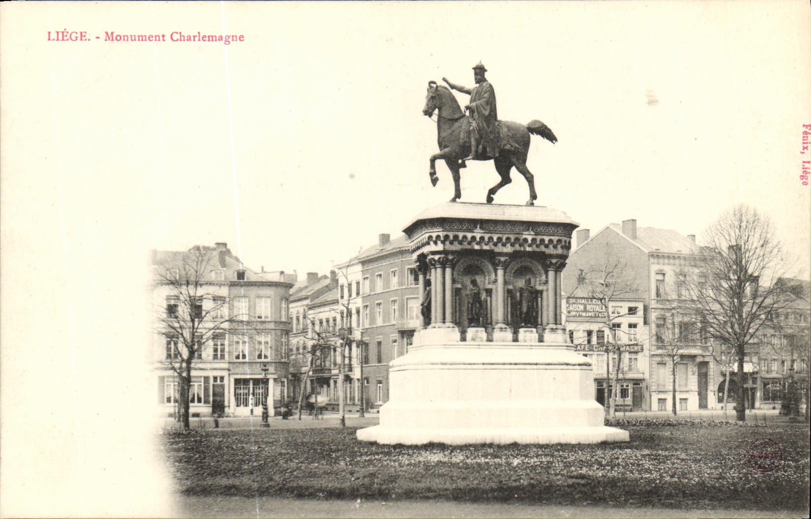 VINTAGE POSTCARD Liege Charlemagne Monument