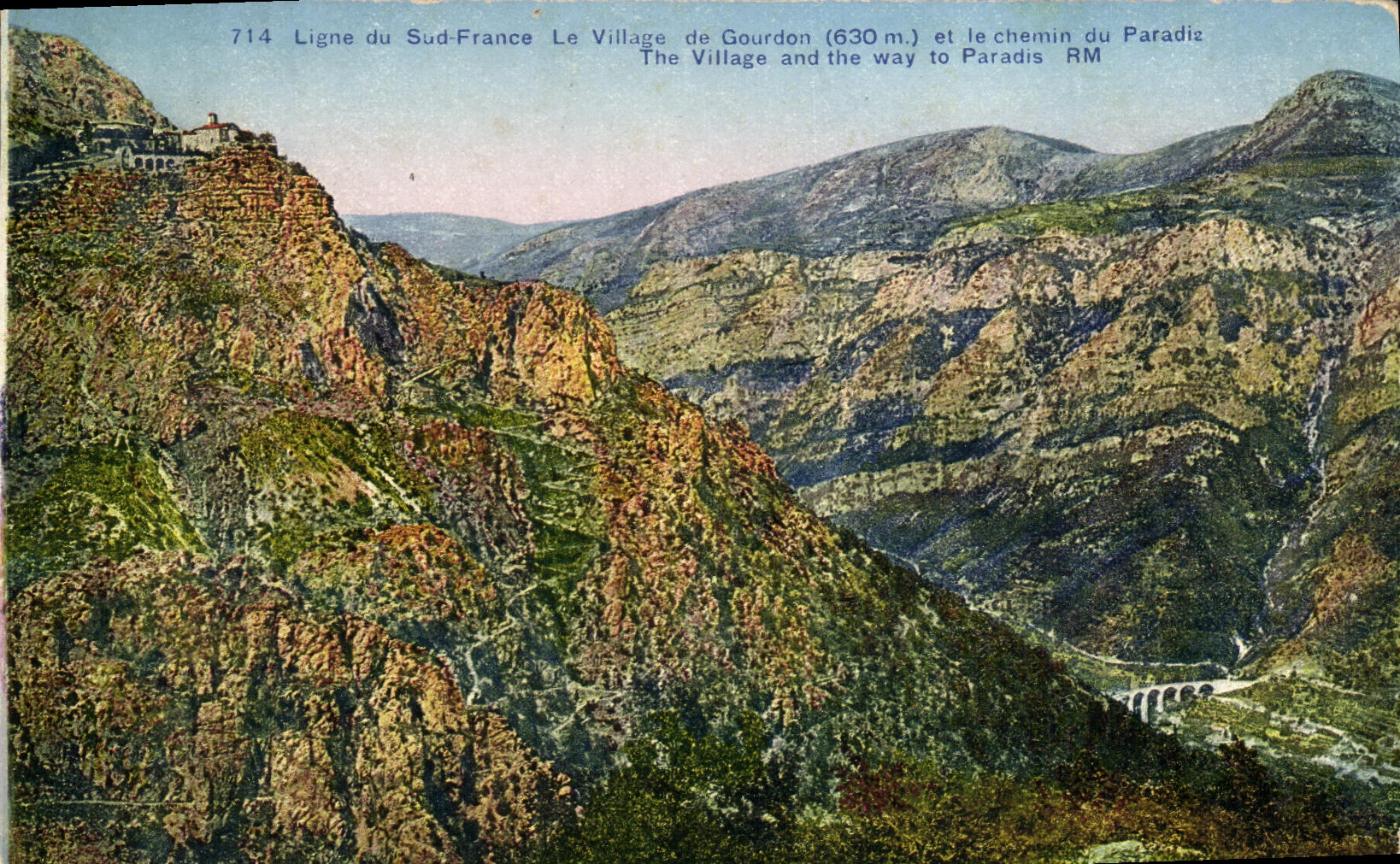 CPA Ligne du Sud France Le village de Gourdon et le chemin du paradis