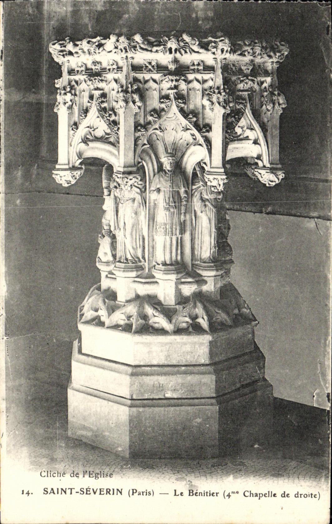 VINTAGE POSTCARD Holy Severin Paris the Stoup