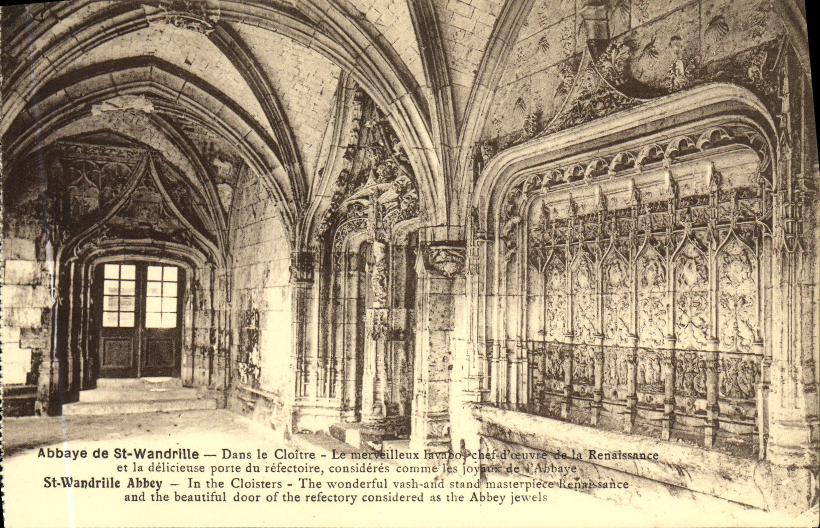 VINTAGE POSTCARD Abbey of St Wandrille In the Cloister