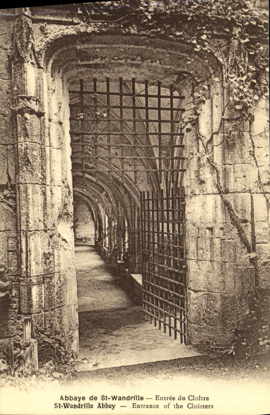 VINTAGE POSTCARD Abbey of St Wandrille Entered of the Cloister