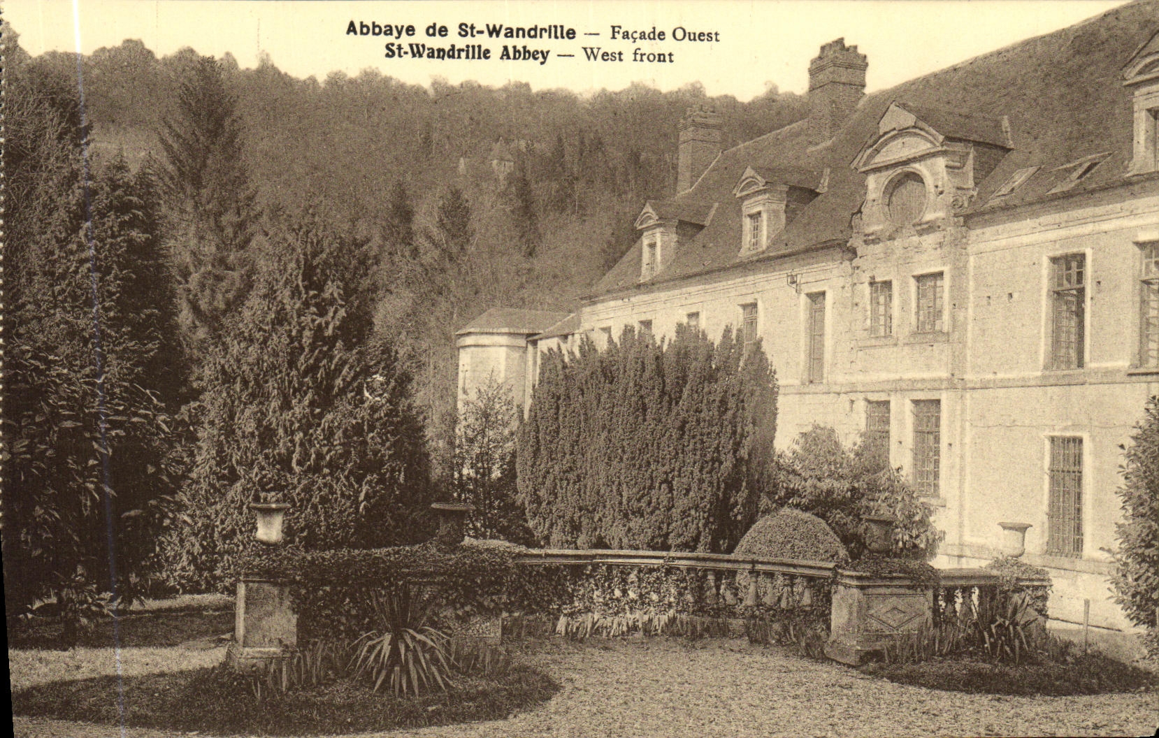 VINTAGE POSTCARD Abbey of St Wandrille Western Frontage