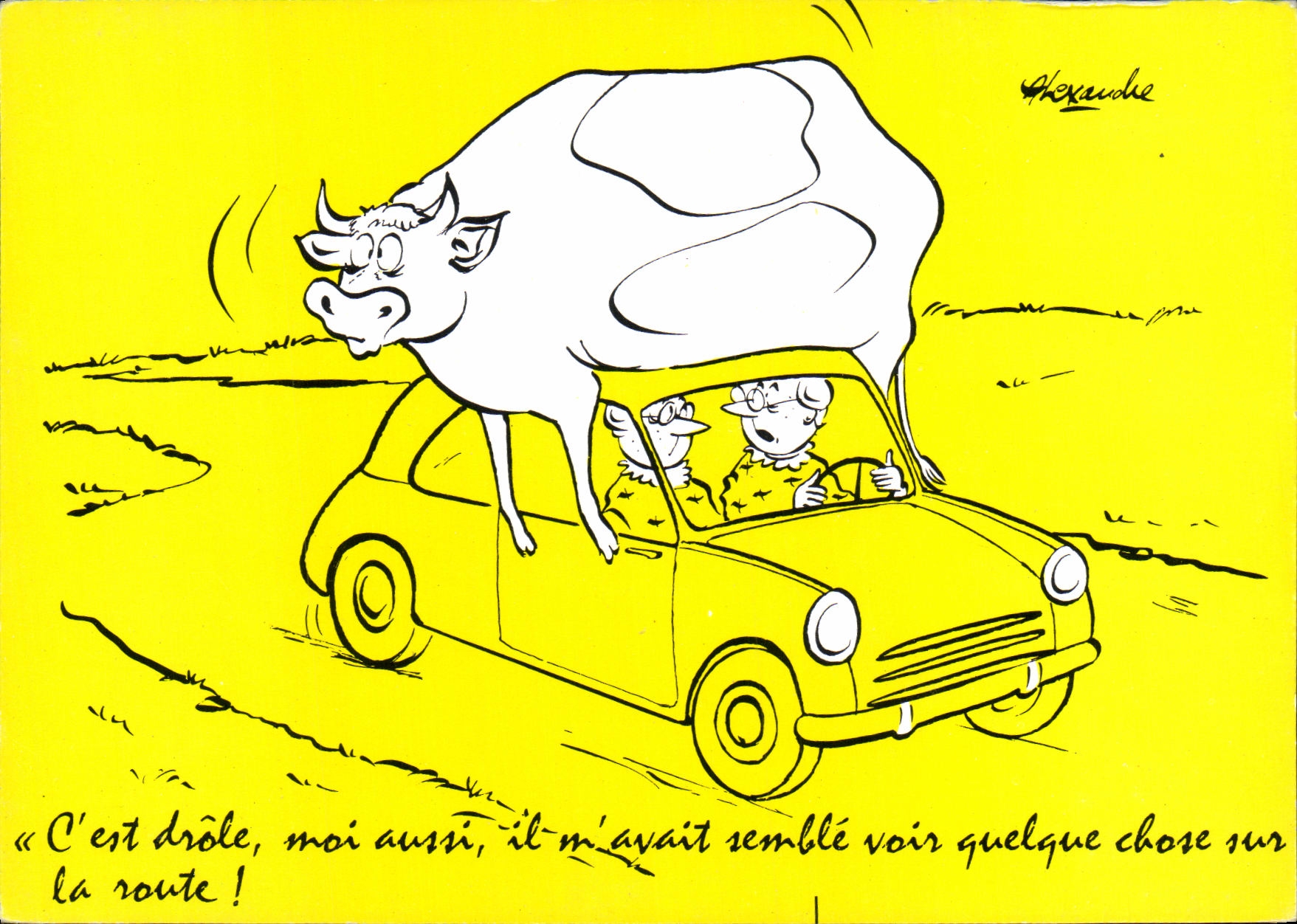 CPM Vache Automobile 