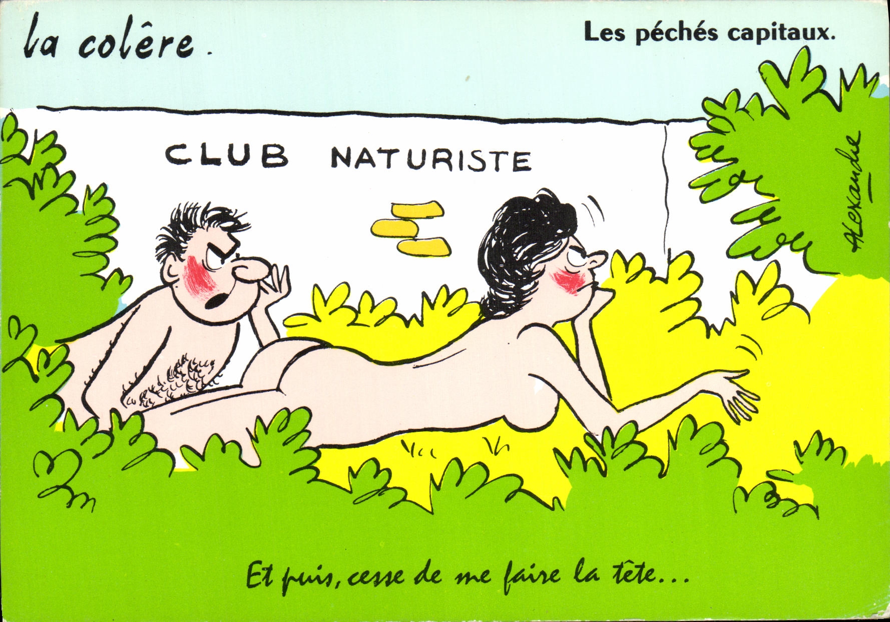 CPM Club Naturiste Les peches capitaux La colere