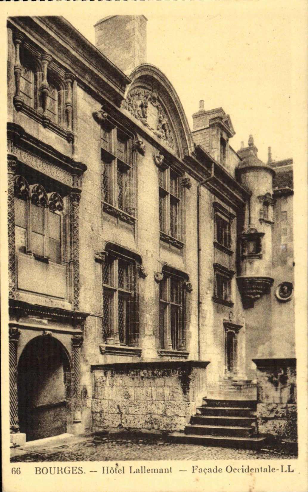 Ataque frontal de Lallemant Occiddentale del hotel de Bourges de la POSTAL de la VENDIMIA