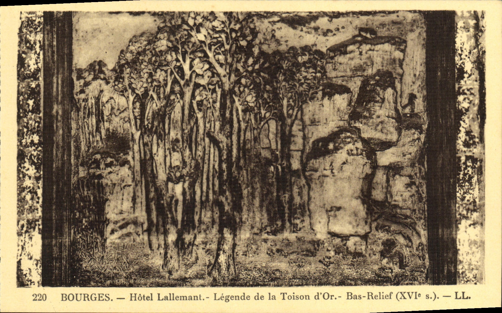 El hotel Lallemant de Bourges de la POSTAL de la VENDIMIA subtitula punto bajo o la relevacion del pano grueso y suave D