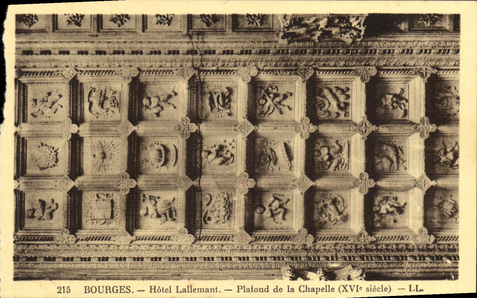 VINTAGE POSTCARD Bourges Hotel Lallemant Platond of the Vault