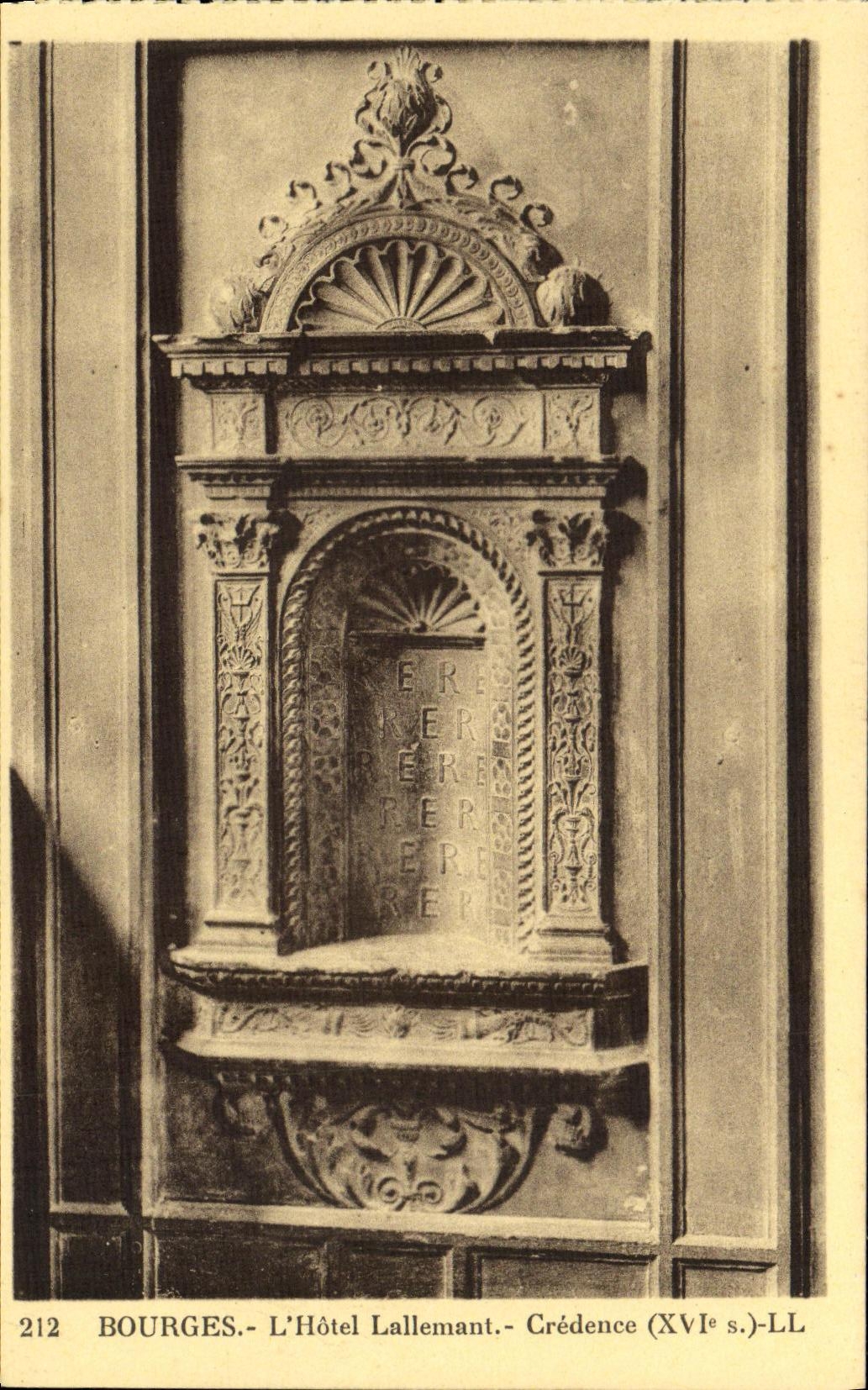 VINTAGE POSTCARD Bourges Hotel Lallemant Credence