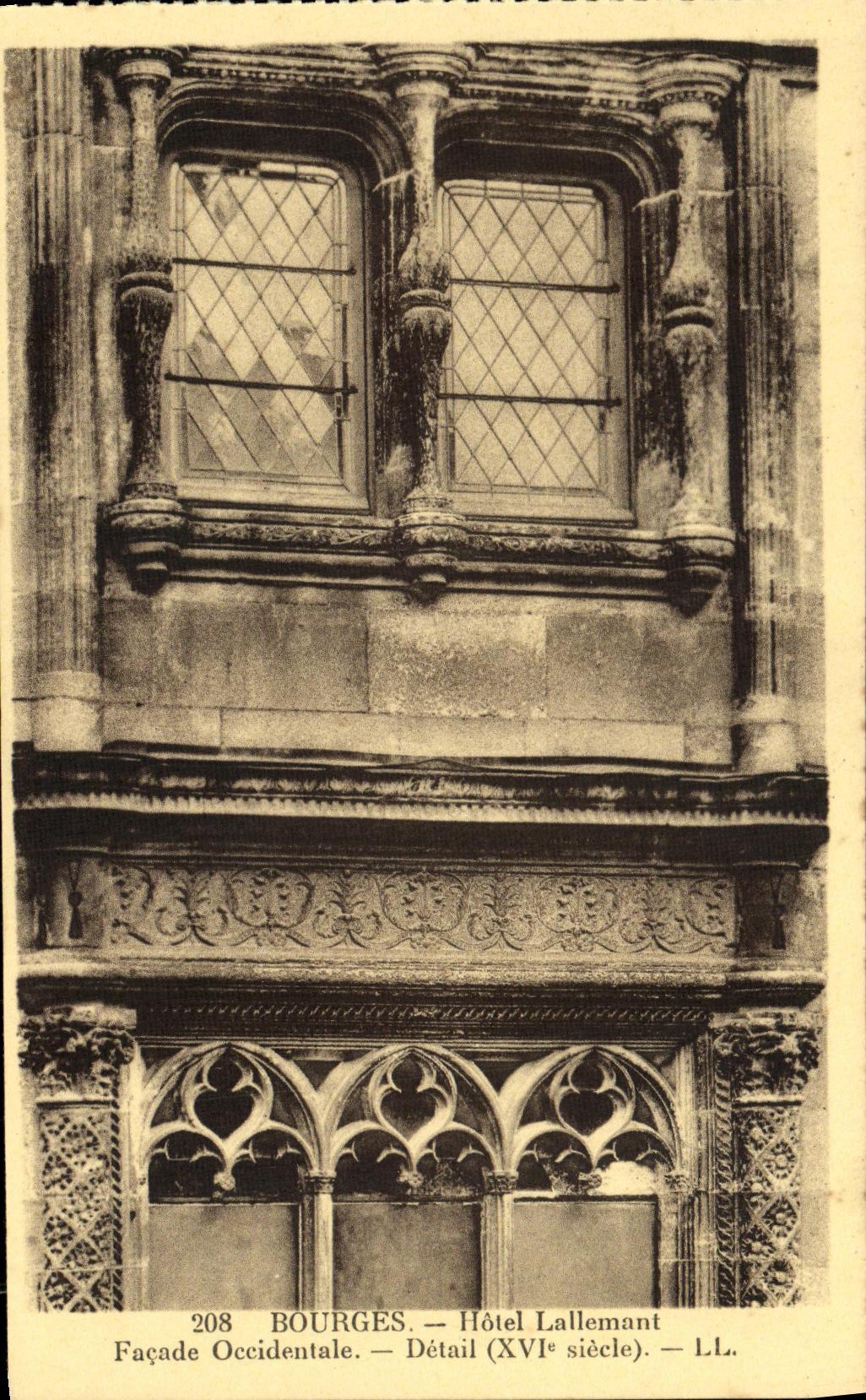 VINTAGE POSTCARD Bourges Hotel Lallemant Western Frontage Detail XVl E century