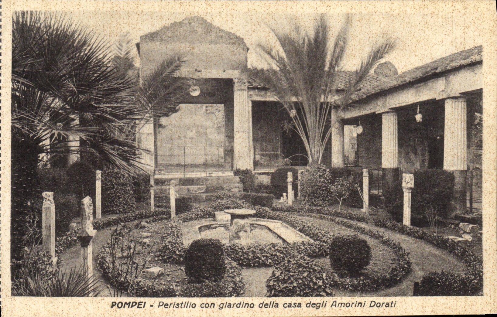 Giardino del idiota de Pompeya Peristilio de la POSTAL de la VENDIMIA mas alla del degli puesto Amorini Dorati
