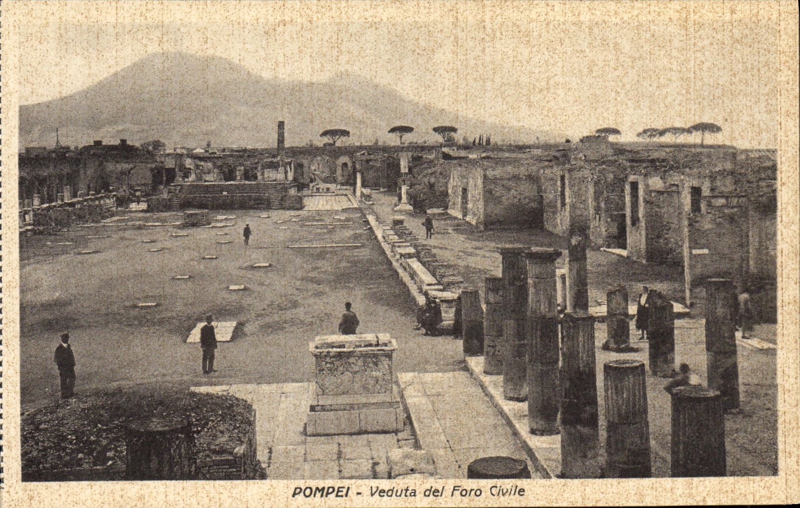 Volcan de Pompeya Veduta del Foro Civil de la POSTAL de la VENDIMIA