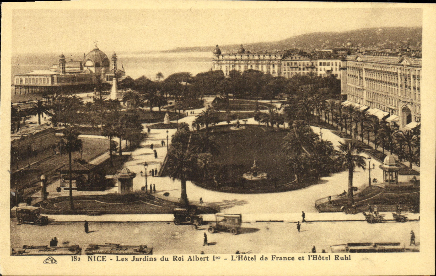 CPA Nice Les Jardins du Roi Albert 1er L Hotel de France et l hotel Ruhl