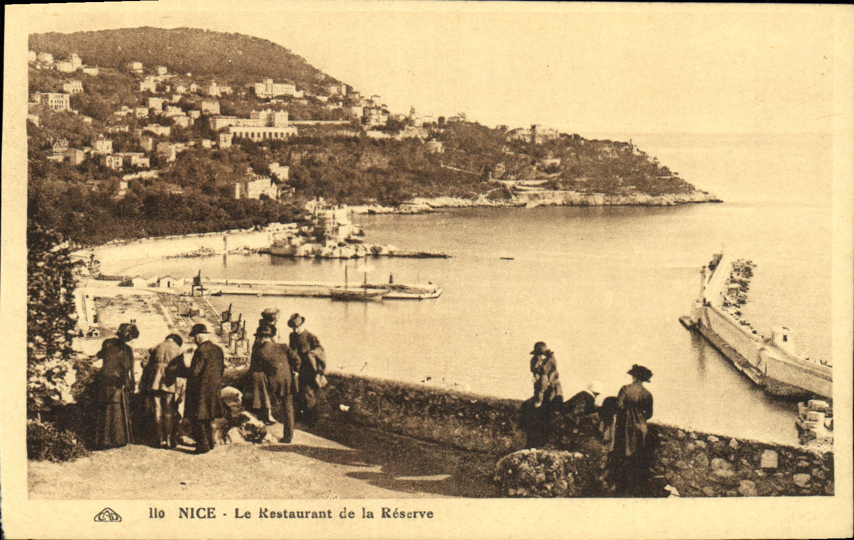 POSTAL de la VENDIMIA Niza el restaurante de la reserva