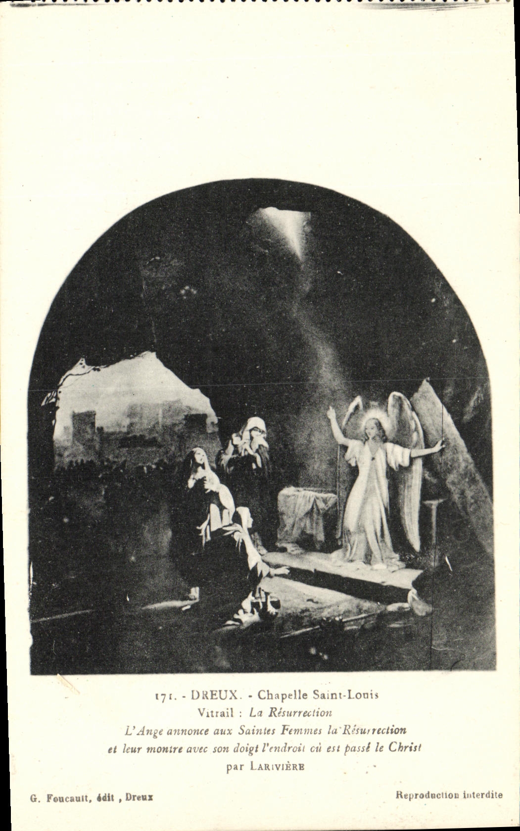 Vidrio manchado de St  Louis de la camara acorazada de Dreux de la POSTAL de la VENDIMIA la resurreccion