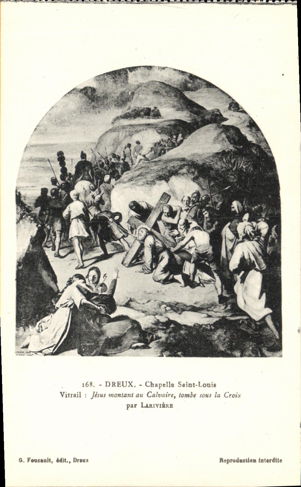Vidrio manchado de St  Louis Jesús de la camara acorazada de Dreux de la POSTAL de la VENDIMIA que sube al martirio