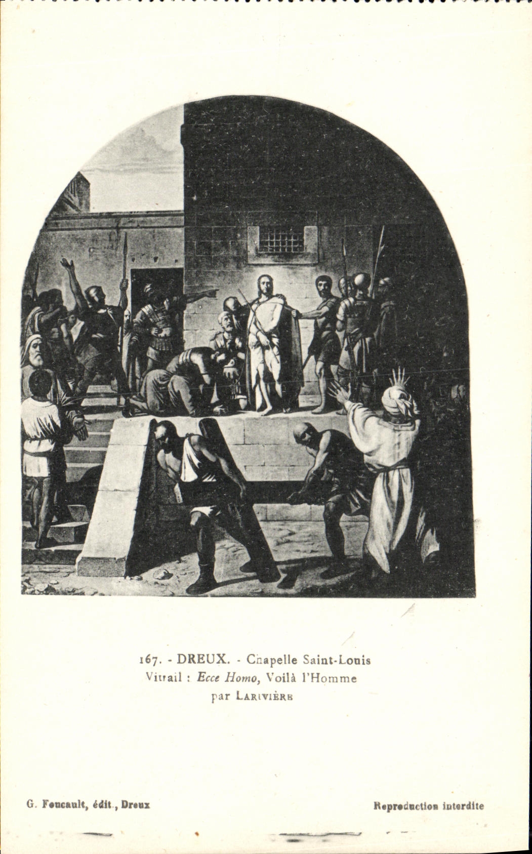 Homo Lariviere de Ecce del vidrio manchado de St  Louis de la camara acorazada de Dreux de la POSTAL de la VENDIMIA