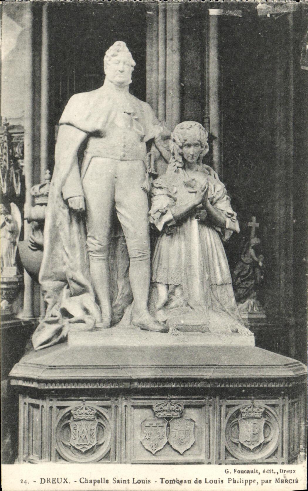 Tumba de St  Louis de la camara acorazada de Dreux de la POSTAL de la VENDIMIA de Louis Phliippe de Mercie