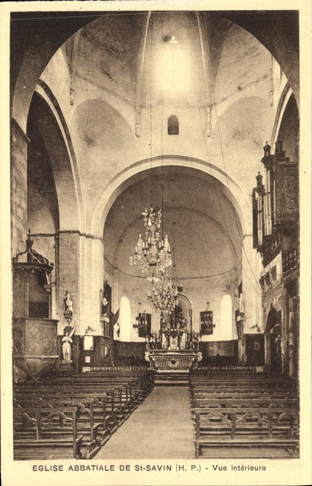 VINTAGE POSTCARD St Savin L Abbey church Interior Sight