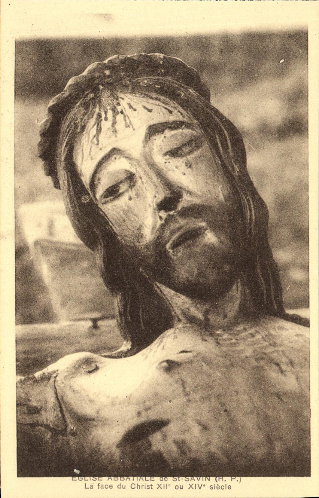 VINTAGE POSTCARD St Savin L Abbey church the Face of Christ