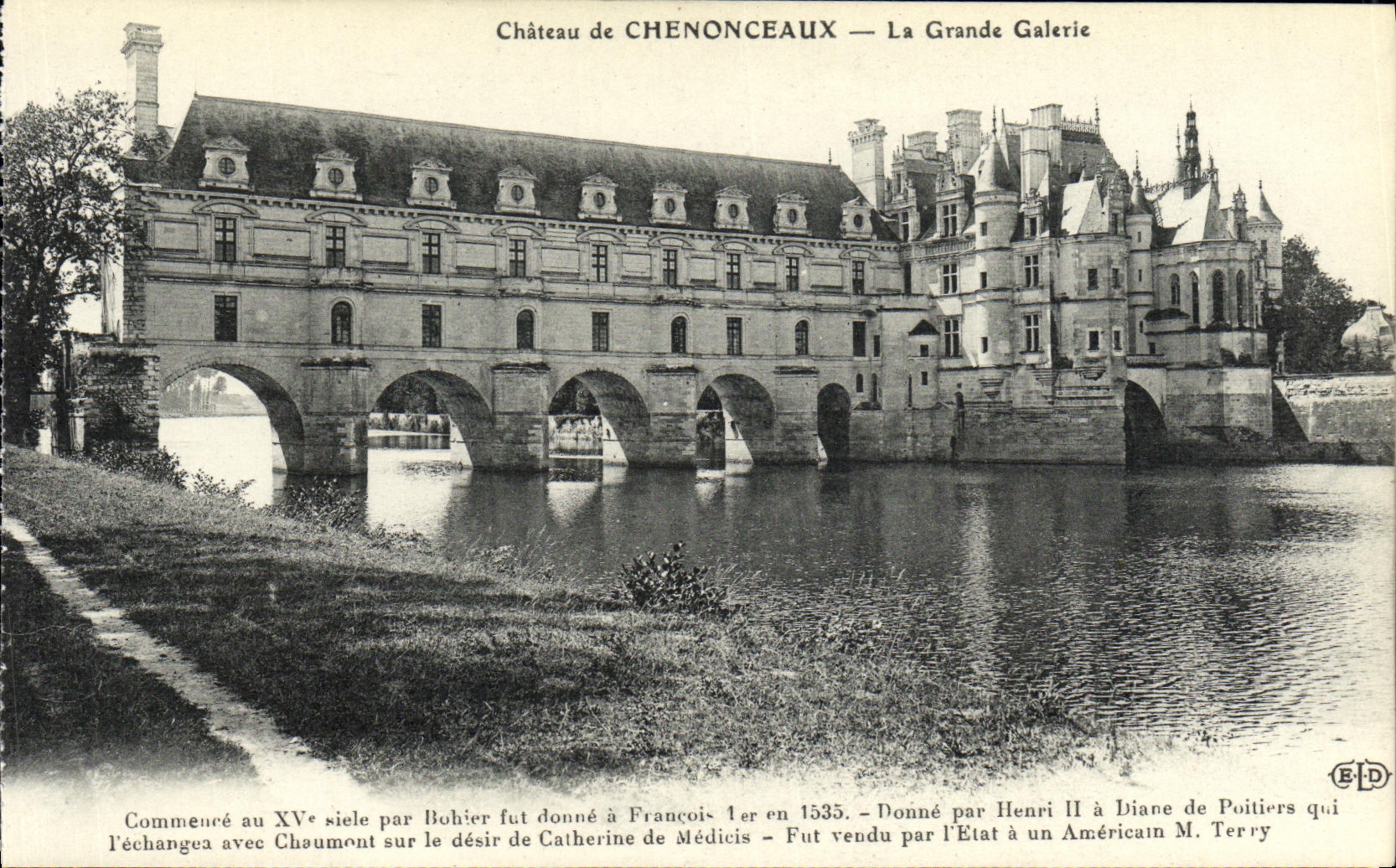 Castillo de la POSTAL de la VENDIMIA de Chenonceaux la galeria grande