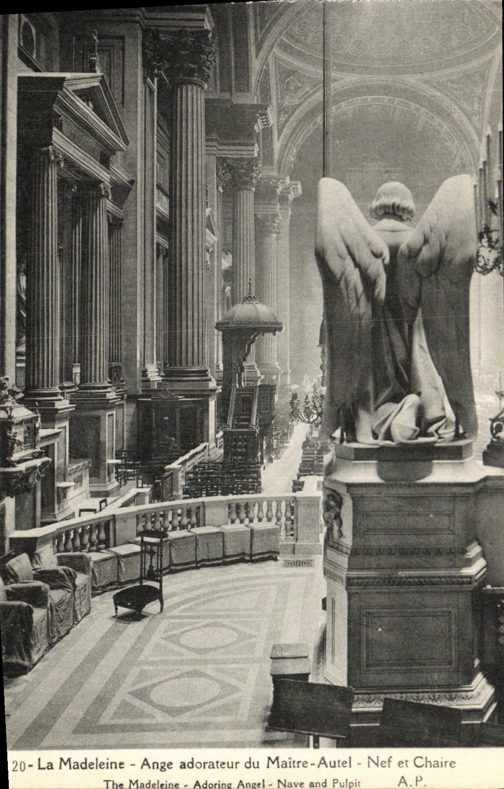 VINTAGE POSTCARD the Madeleine Angel Admirer of the Master Paris Furnace bridge