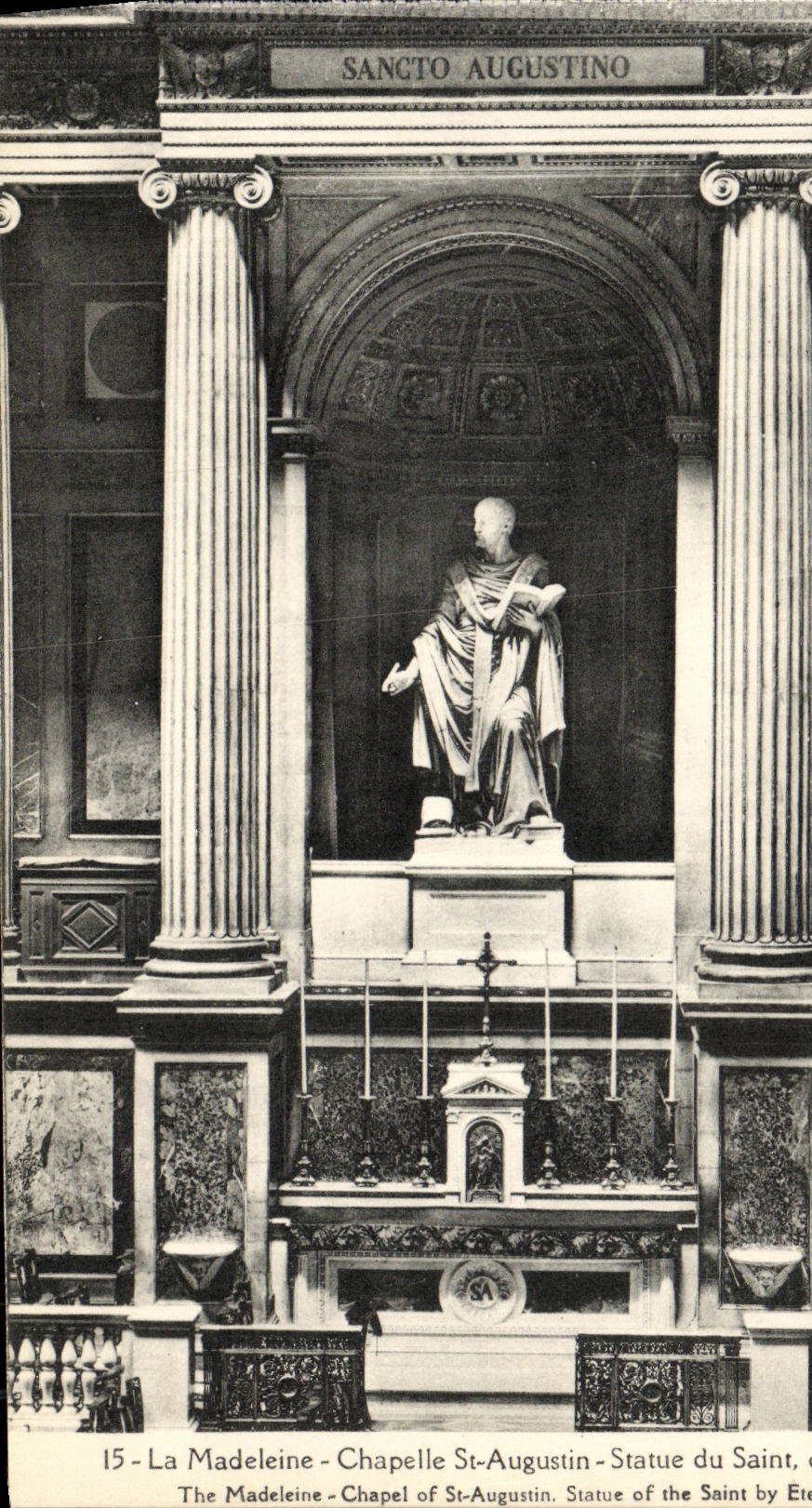 VINTAGE POSTCARD the Madeleine Vault co  Augustin Statue of the Saint by Essex Paris