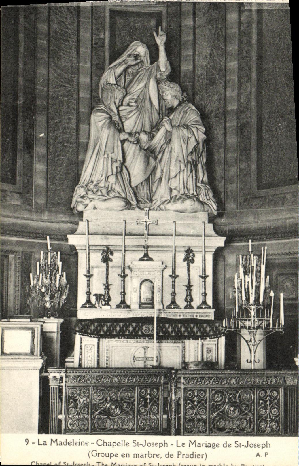 VINTAGE POSTCARD the Madeleine Vault St Joseph the Marriage of St Joseph Paris