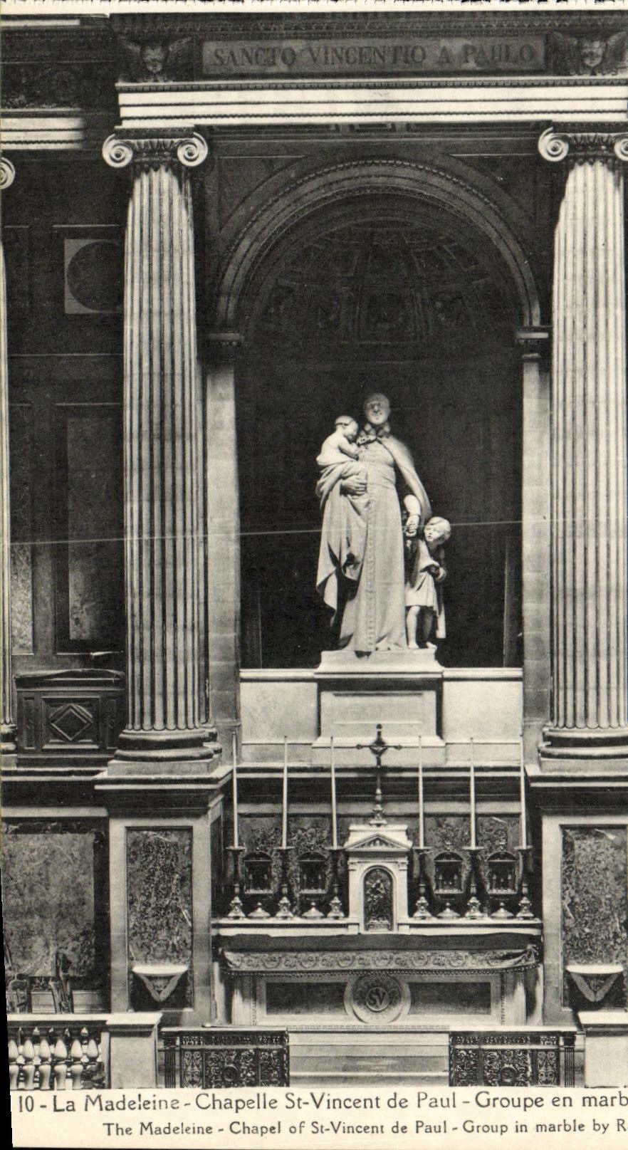 VINTAGE POSTCARD the Madeleine Chapelle St Vincent of Paul Groups out of Paris Marble