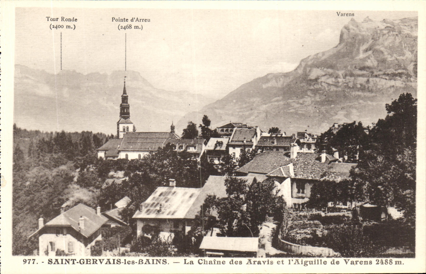 VINTAGE POSTCARD Holy Gervais les Bains the Chain of Aravis and Aiguille of Varens