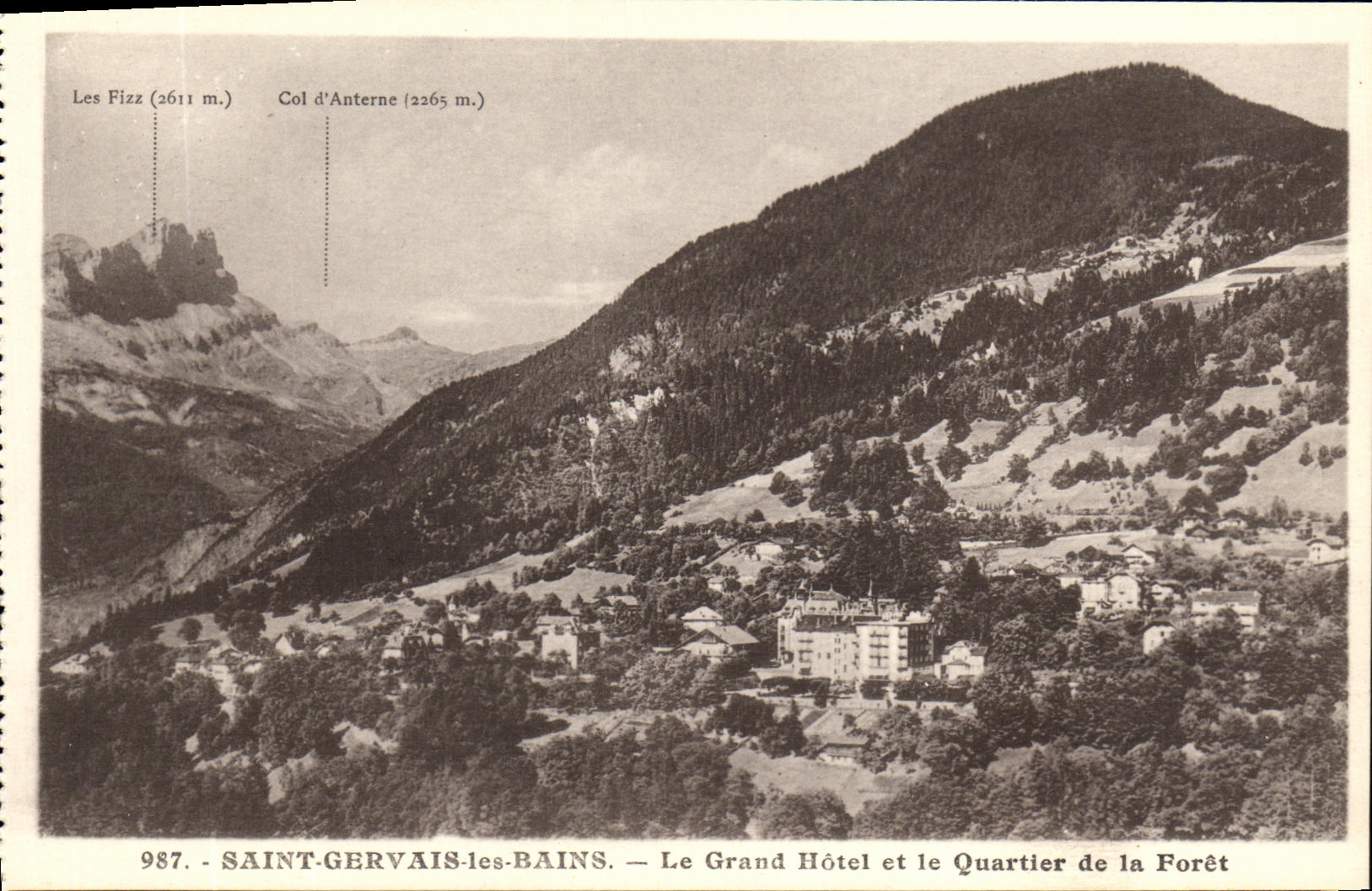 VINTAGE POSTCARD Holy Gervais les Bains the Large Hotel and the District of the Drill
