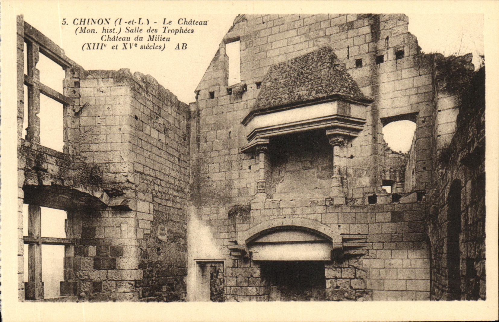 VINTAGE POSTCARD Chinon the Castle Room of the Trophies Castle of the Medium